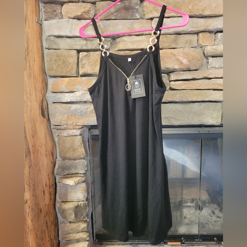 2 Cover-ups Black ETCYY Dress and White Overall Style Both Size Large - Picture 8 of 13